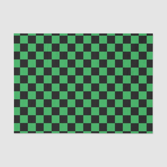 Papier Mousseline À damiers vert et noir (Recto)