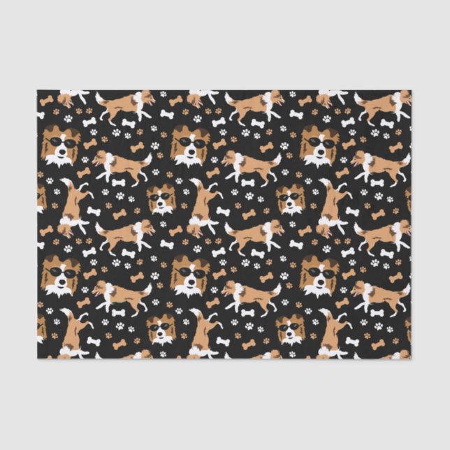 Papier Mousseline Abris Shetland Sheepdog Mini Collie Chien Tissu (Recto)