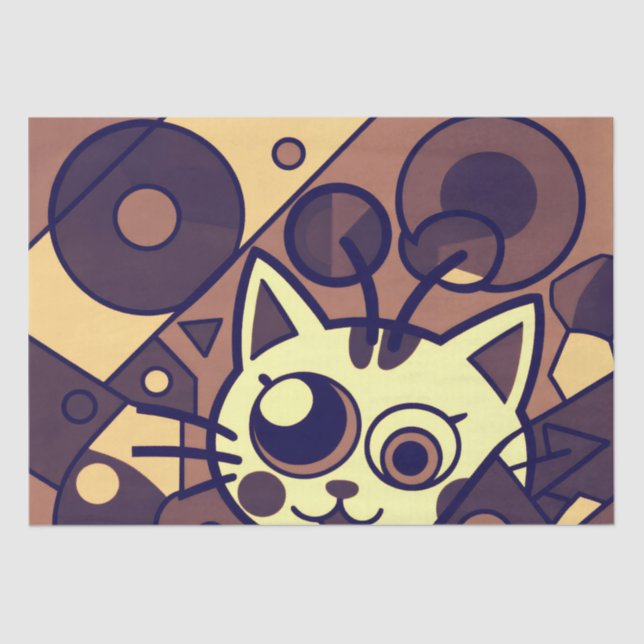 Papier Mousseline Abstract Cat Art Brown Beige (Recto)