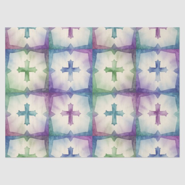 Papier Mousseline Abstract Cross pattern pretty watercolor faith  (Recto)