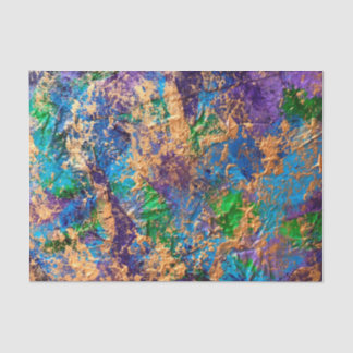 Papier Mousseline Abstrait BohoGold bleu violet effet texturé Tiss