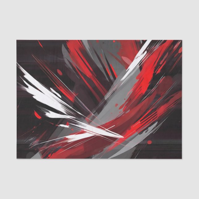 Papier Mousseline Abstrait Énergétique Rouge Et Gris Gras (Recto)