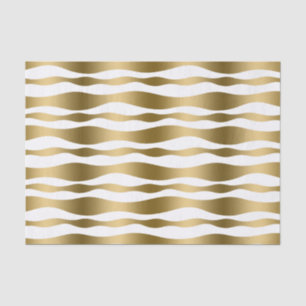 Papier Mousseline Abstrait moderne blanc & or Zebra Stripes