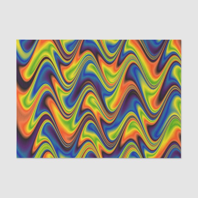 Papier Mousseline Abstrait Multicolore Ondulé (Recto)