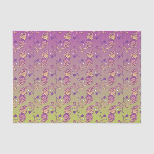 Papier Mousseline Abstrait Pastel vert et rose pâtissier floral (Recto)