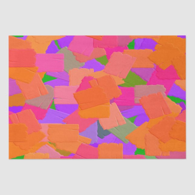 Papier Mousseline Abstrait rose, orange et violet (Recto)