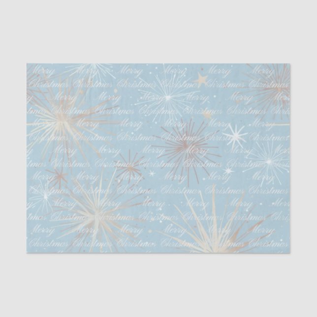 Papier Mousseline Abstrait Starburst Motif Bleu Joyeux Noël (Recto)