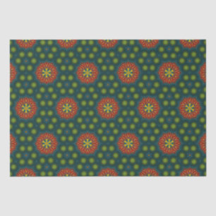 Papier Mousseline Abstraite hippie mignonne rouge vert ethnique Trib
