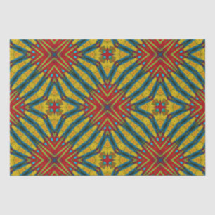 Papier Mousseline Abstraite hippie rouge jaune bleu ethnique Tribal