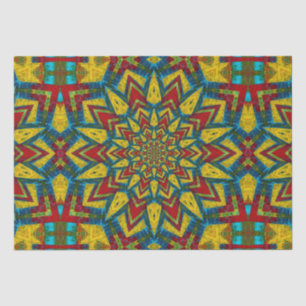 Papier Mousseline Abstraite hippie rouge jaune bleu ethnique Tribal