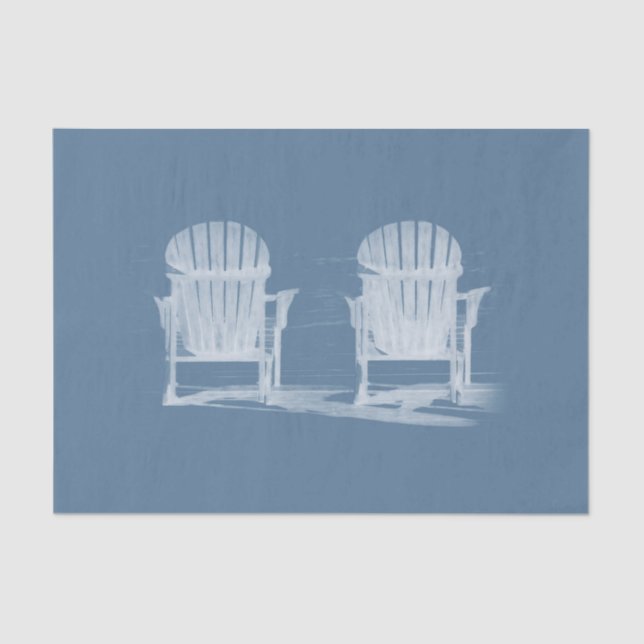 Papier Mousseline Adirondack Chaises De Plage Bleu Clair Blanc Rusti (Recto)