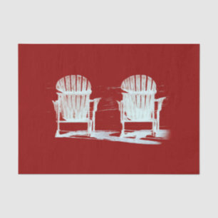 Papier Mousseline Adirondack Chaises De Plage Rouge Blanc Rustique
