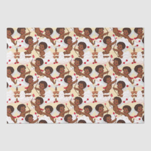 Papier Mousseline Adorable Afro-Américain Cherub avec les Coeurs