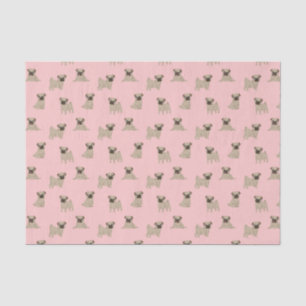 Papier Mousseline Adorable Carlin rose Puppies Motif