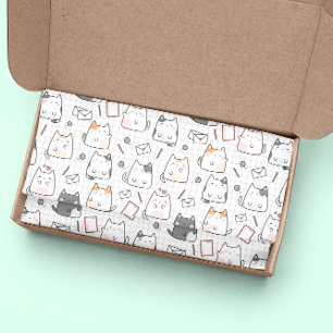 Papier Mousseline Adorable Chat Motif sans couture