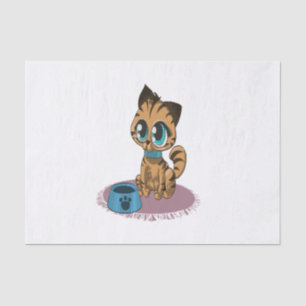 Papier Mousseline Adorable chaton mignon et peluche avec yeux de cha