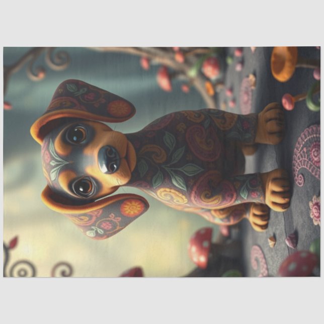 Papier Mousseline adorable Chiot coloré (Recto)