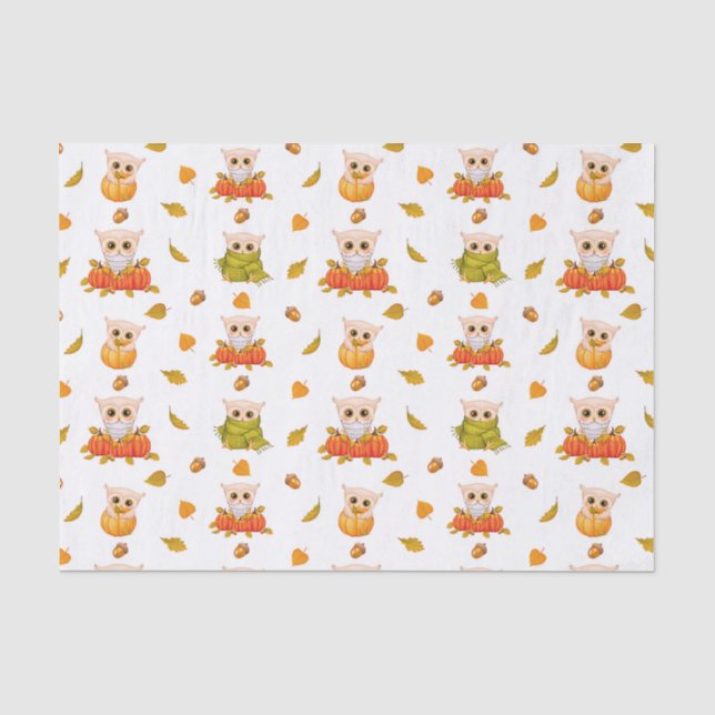Papier Mousseline Adorable Chouettes (Recto)