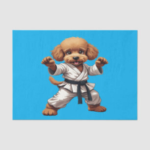 Papier Mousseline Adorable Karate Puppy Martial Arts Gi Illustration