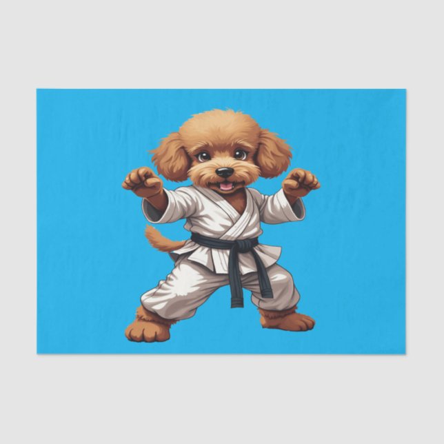 Papier Mousseline Adorable Karate Puppy Martial Arts Gi Illustration (Recto)