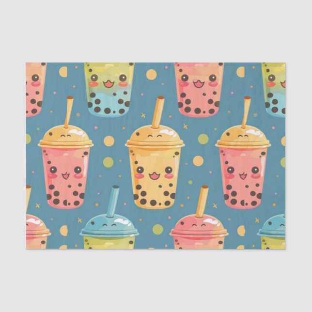 Papier Mousseline Adorable Kawaii Boba Conception de boisson (Recto)