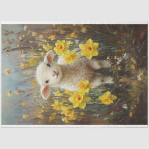 Papier Mousseline Adorable Lamb Jaune Daffodiles Peinture Découpage