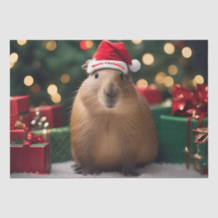Papier Mousseline Adorable Noël Capybara,