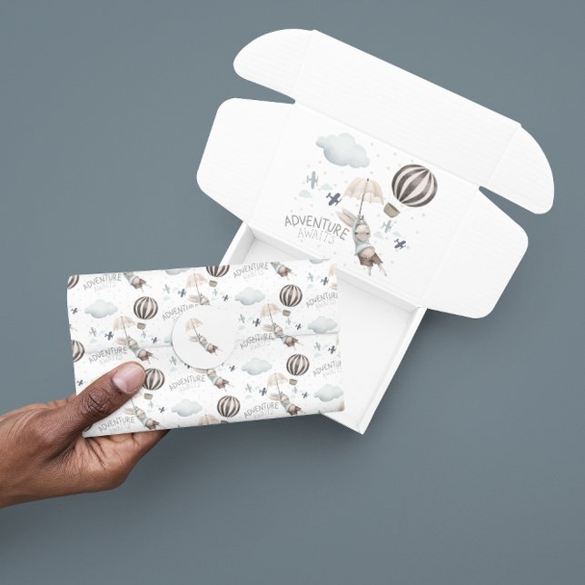 Papier Mousseline Adventure Await Bunny Tissue Paper (Celebrate a special trip with this cute bunny, "Adventure awaits" tissue paper! Matching collection!)