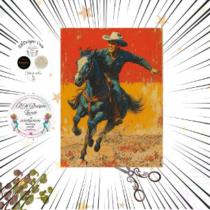 Papier Mousseline Affiche vintage de cowboy de l'équitation western