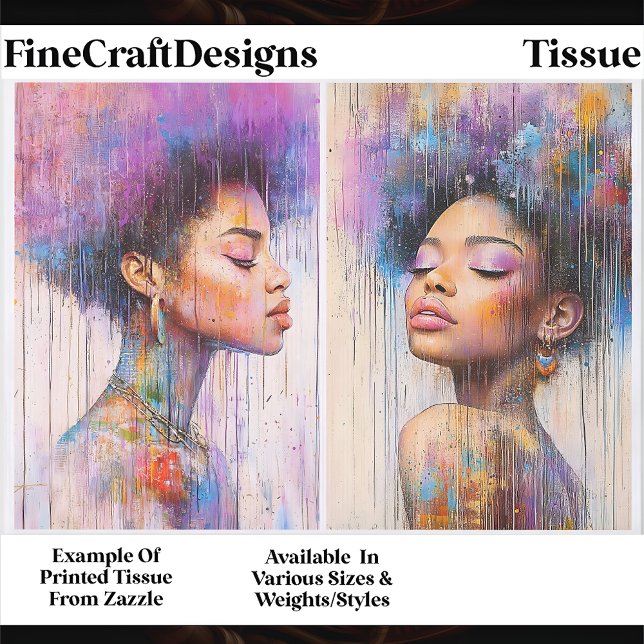 Papier Mousseline African American Afro Hair Women EX8 Decoupage (Créateur téléchargé)