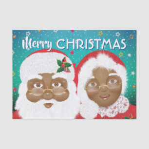 Papier Mousseline African American Père Noël et Mme Claus Christmas
