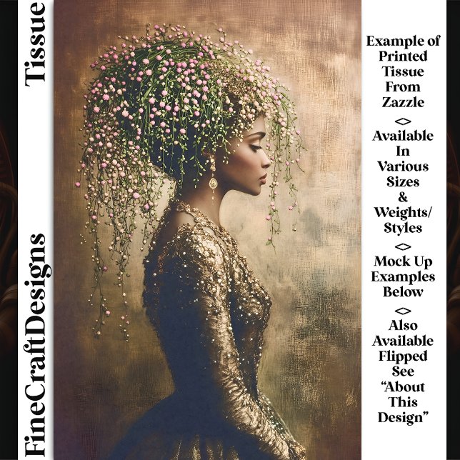 Papier Mousseline African American Woman, Floral DW7R Decoupag (Créateur téléchargé)