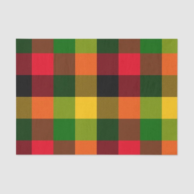 Papier Mousseline  African Rasta Reggae Colours Plaid Pattern Design (Recto)