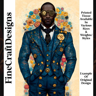 Papier Mousseline African Steampunk Homme Blue Outfit P9 Decoupage