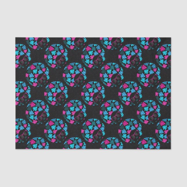 Papier Mousseline Afro Diva Turquoise & Rose Chaud (Recto)