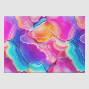 Papier Mousseline Agate Arc-en-Ciel   Motif de Pierre Abstraite Vibr