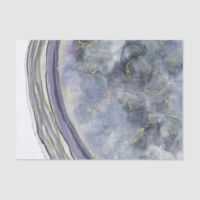 Papier Mousseline Agate bleue et noire (Recto)