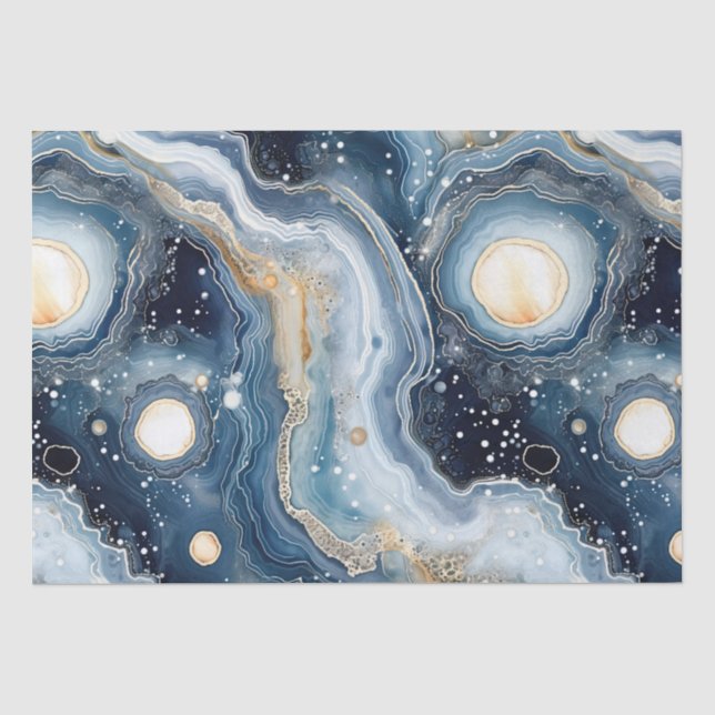 Papier Mousseline Agate Céleste | Pierre Planétaire Abstraite (Recto)