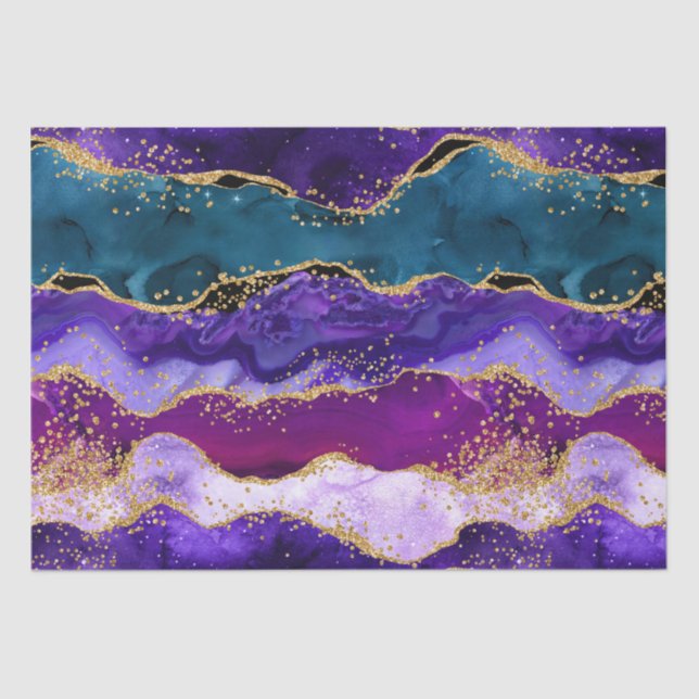 Papier Mousseline Agate de Parties scintillant de Peacock violet et  (Recto)