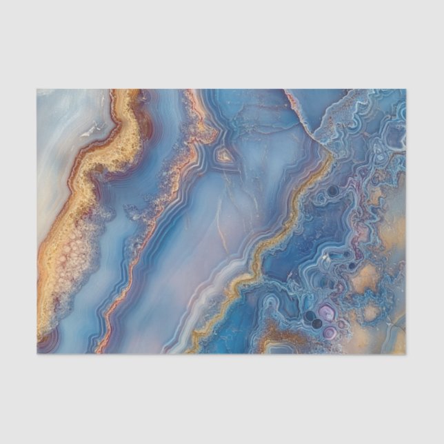 Papier Mousseline Agate en dentelle bleue (Recto)