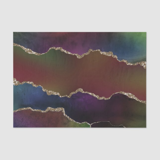 Papier Mousseline Agate foncé intense | Moody Rainbow Jewel Tone (Recto)