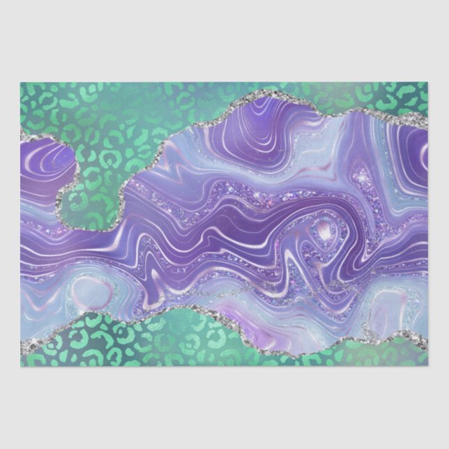 Papier Mousseline Agate Léopard Vert | Motif de Pierre Abstraite Gla (Recto)