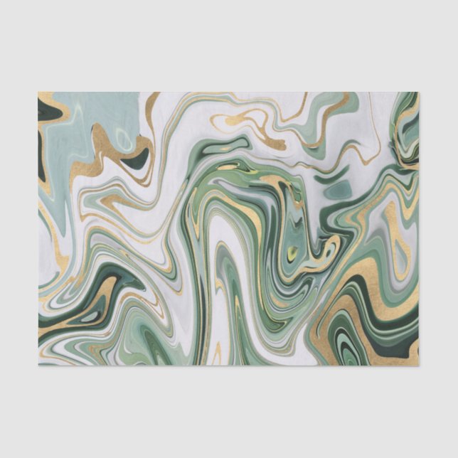 Papier Mousseline Agate/marbre vert et or 3 (Recto)