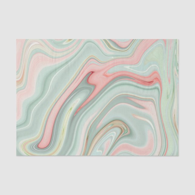 Papier Mousseline Agate/marbre vert et rose (Recto)