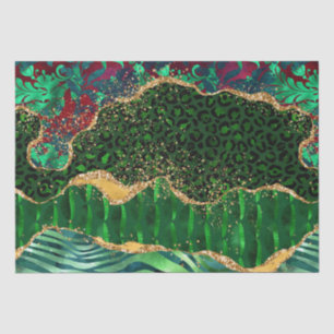 Papier Mousseline Agate Poster de animal Safari vert