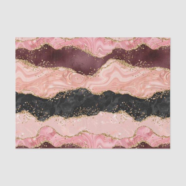 Papier Mousseline Agate sequins noir et rose (Recto)