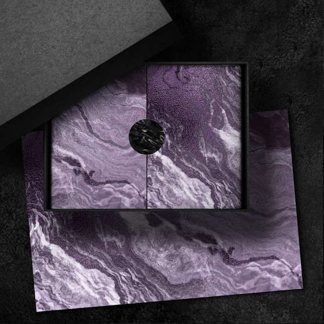 Papier Mousseline Agate violette cristallisée | Moody Marbled Stone (Créateur téléchargé)