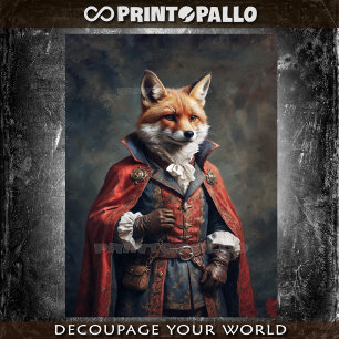 Papier Mousseline âge victorien Cossack Fox en uniforme militaire