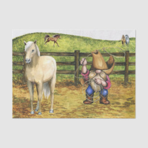 Papier Mousseline Agritourisme Cheval Cowboy Gnome Paysage