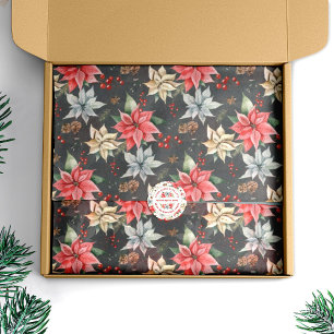 Papier Mousseline Agritourisme Poinsettia Aquarelle Foliing d'hiver